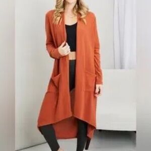 1xl plus size jade by Jane cardigan duster sweater burnt orange brown pockets